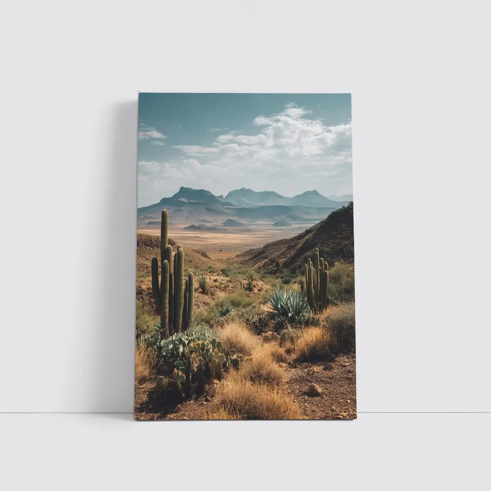 Desert Cactus Landscape With Mountain Views – Wall Art