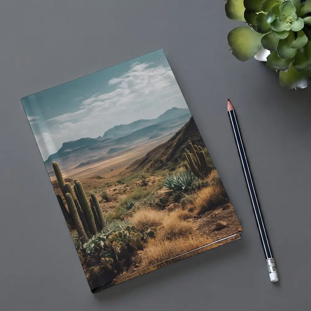 Desert Cactus Landscape With Mountain Views – Notebooks