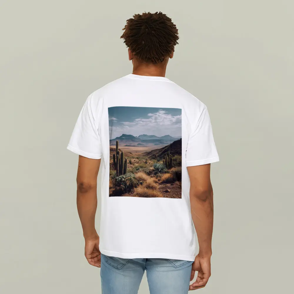 Desert Cactus Landscape With Mountain Views – T-Shirts