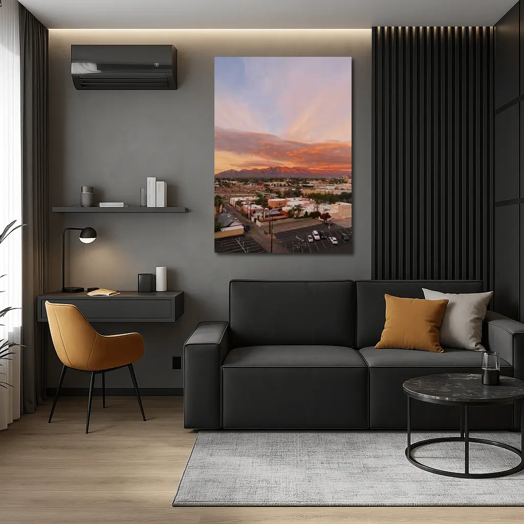 Tucson Arizona Sunset Mountains City View – Wall Art