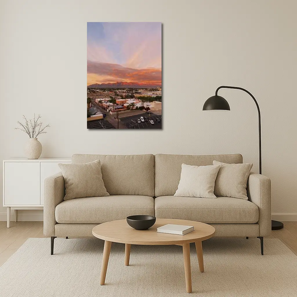 Tucson Arizona Sunset Mountains City View – Wall Art