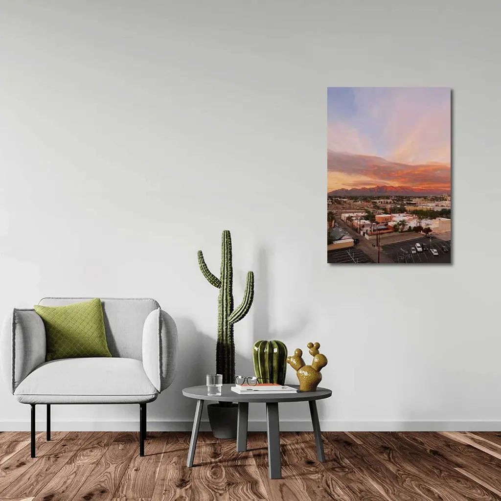 Tucson Arizona Sunset Mountains City View – Wall Art