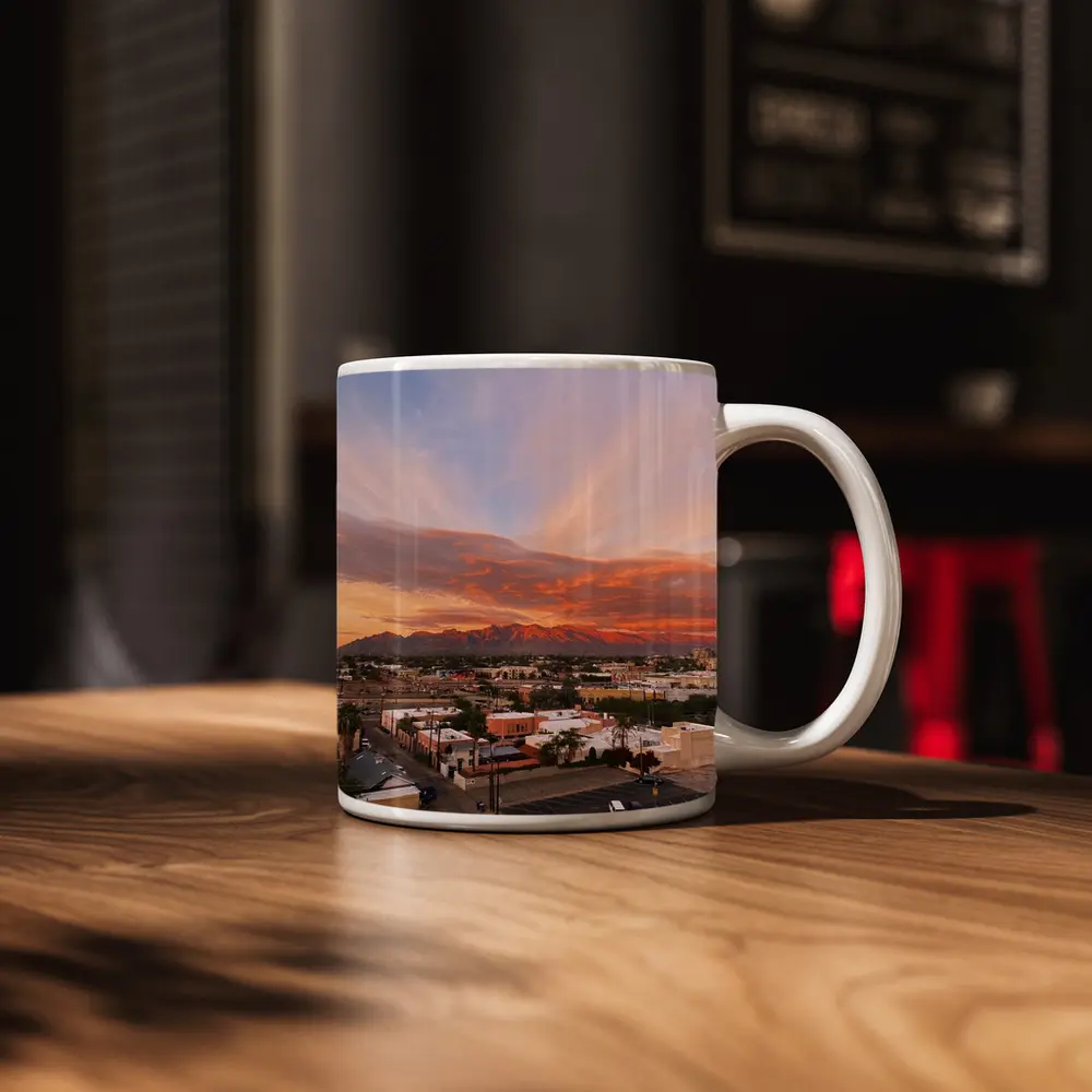 Tucson Arizona Sunset Mountains City View – Mugs