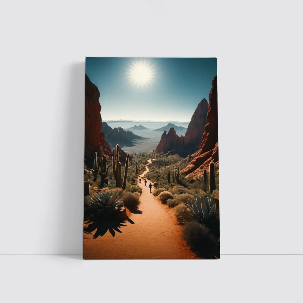 Desert Canyon Trail With Saguaro Cacti – Wall Art