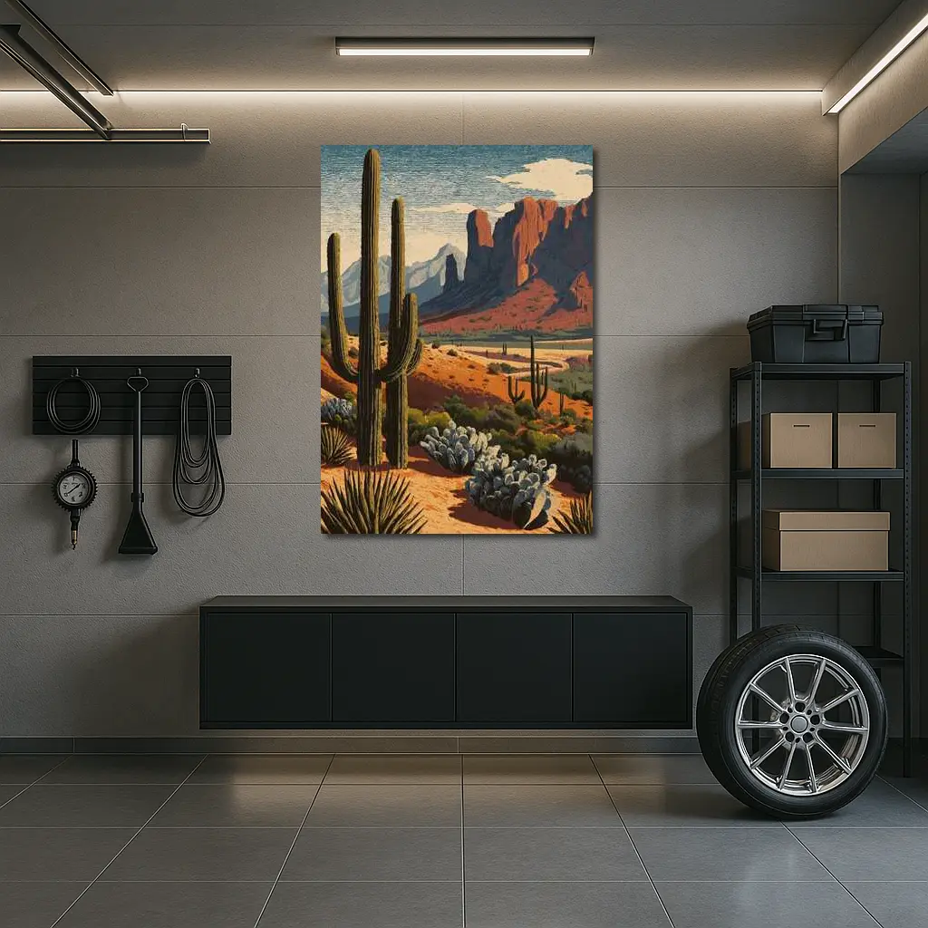 Desert Saguaro Cactus Red Rock Mountains – Wall Art