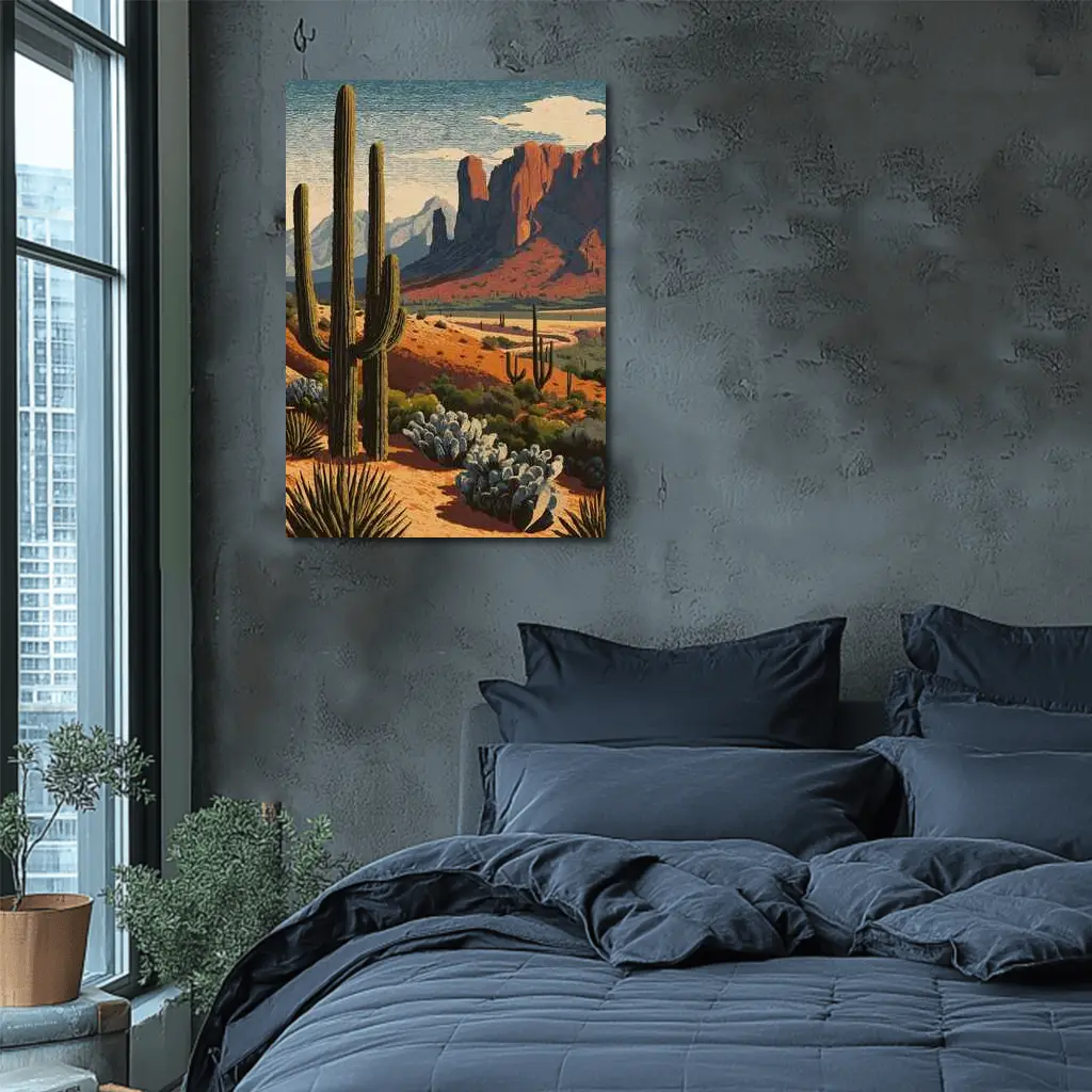 Desert Saguaro Cactus Red Rock Mountains – Wall Art