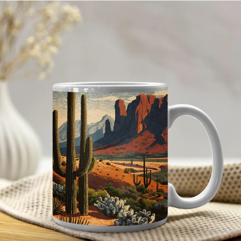 Desert Saguaro Cactus Red Rock Mountains – Mugs