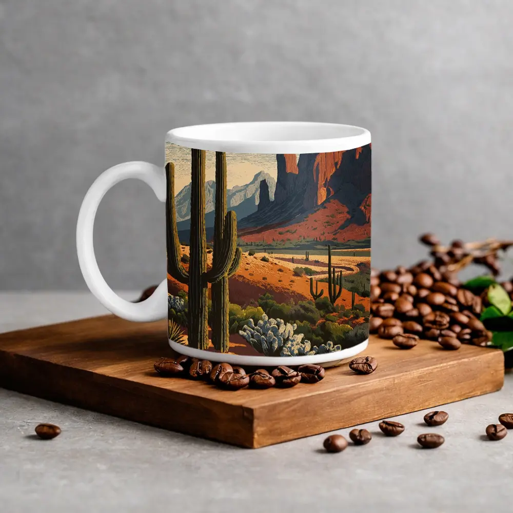 Desert Saguaro Cactus Red Rock Mountains – Mugs
