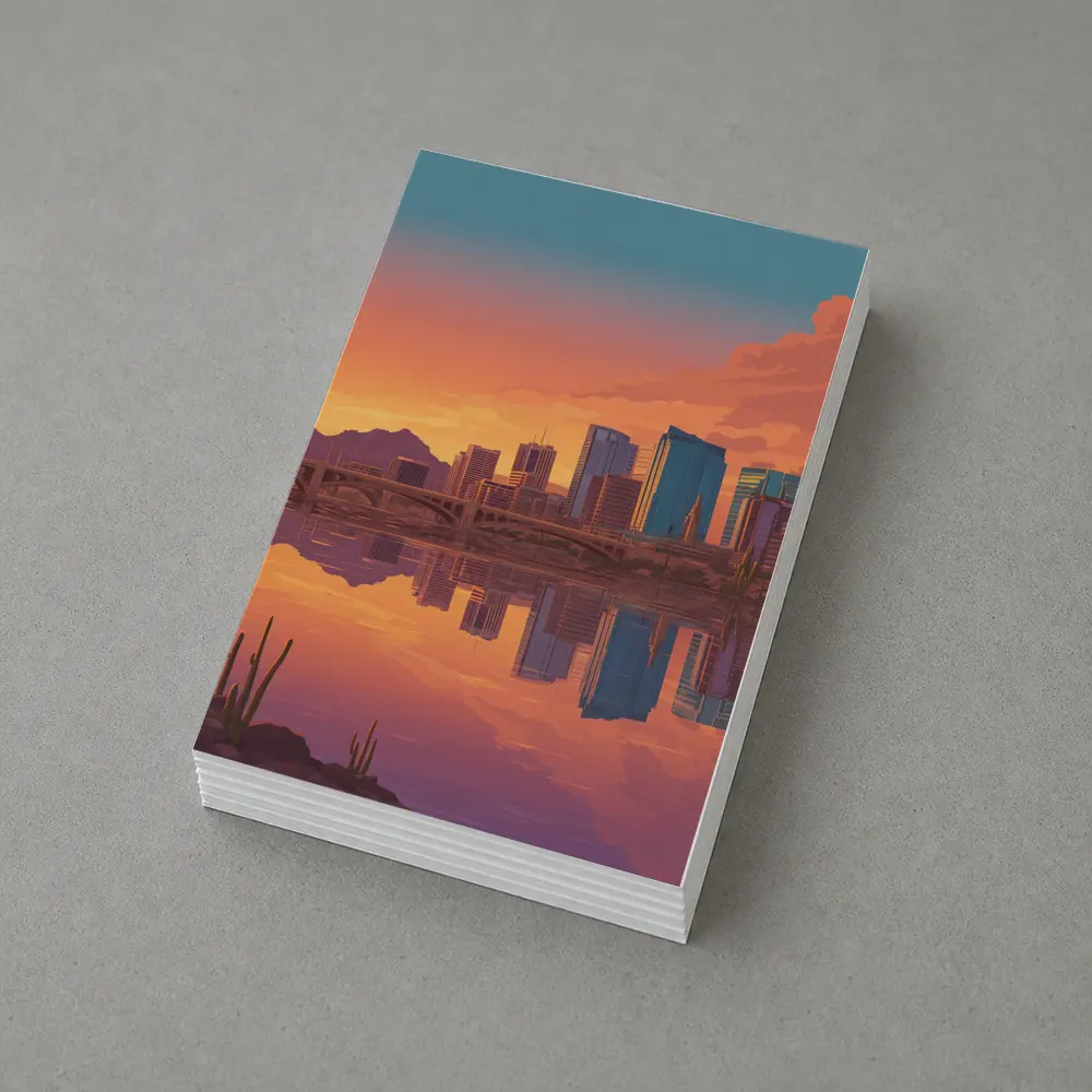 Phoenix Arizona Skyline Sunset River Reflection – Postcards