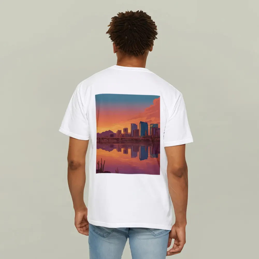 Phoenix Arizona Skyline Sunset River Reflection – T-Shirts