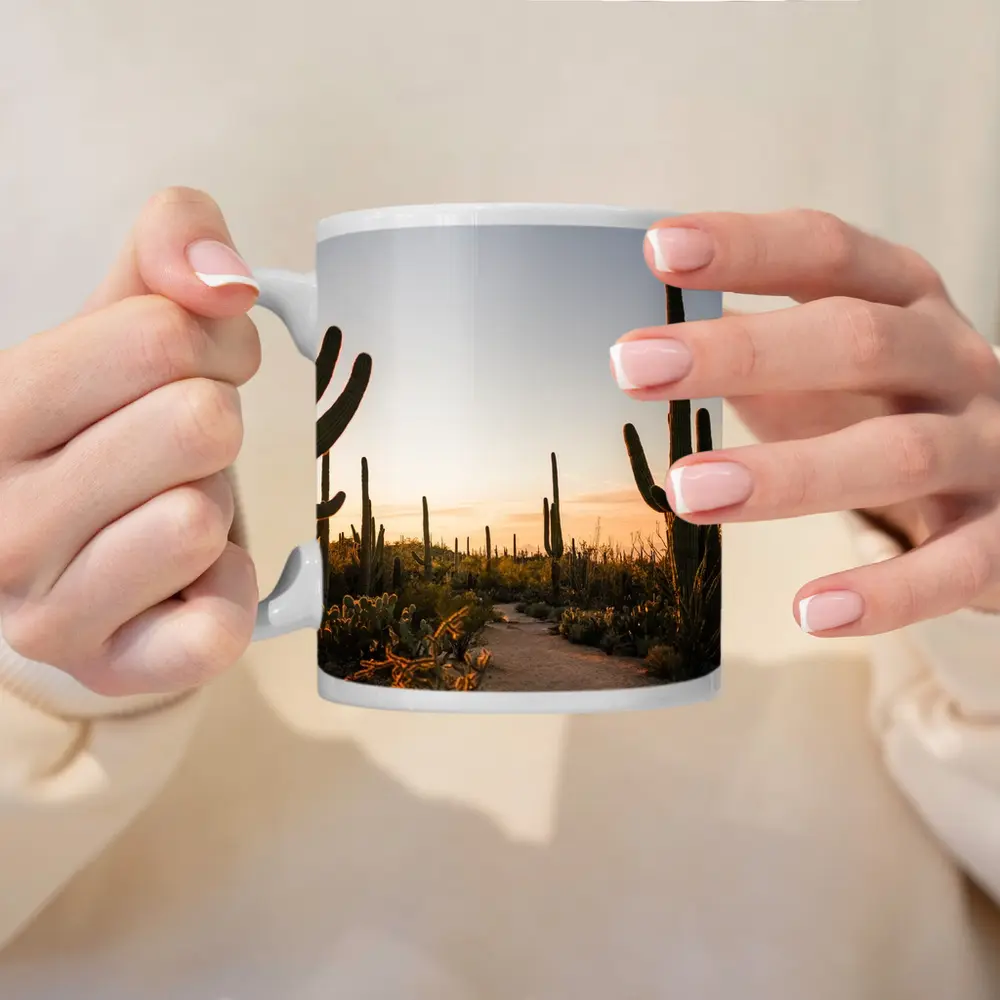 Saguaro Cactus Desert Path Golden Sunset – Mugs