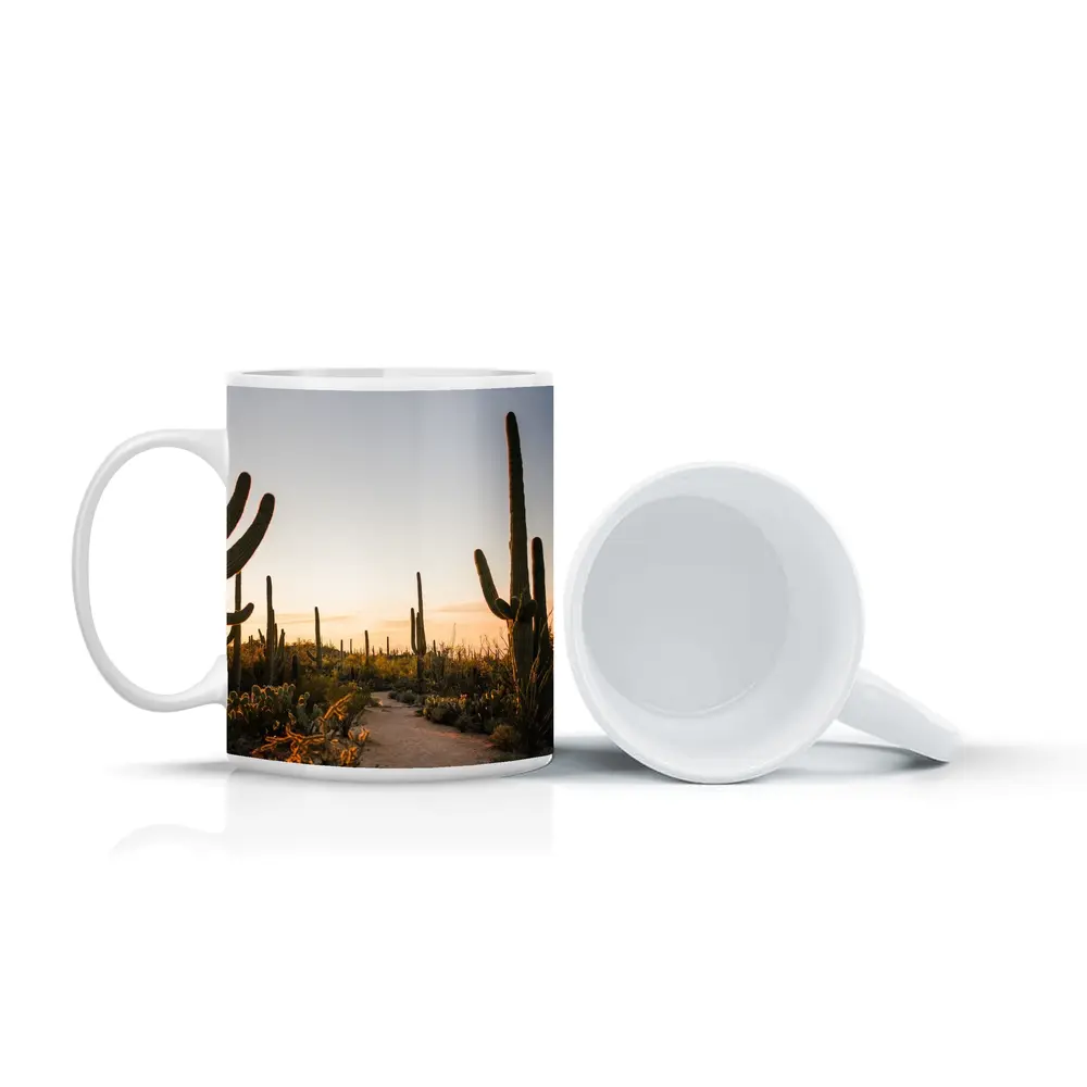 Saguaro Cactus Desert Path Golden Sunset – Mugs