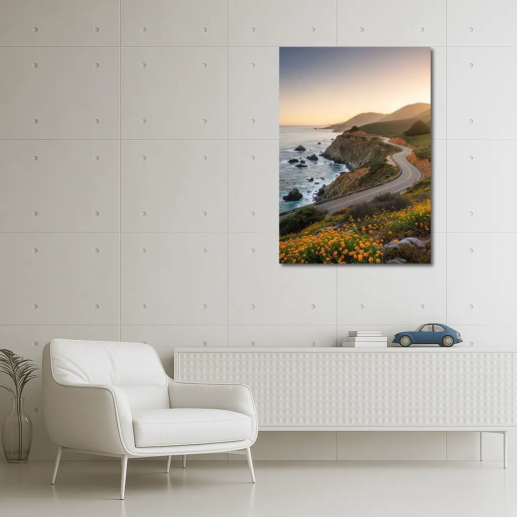 California Coastal Highway Sunset Wildflowers – Wall Art