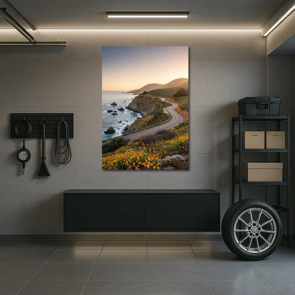 California Coastal Highway Sunset Wildflowers – Wall Art