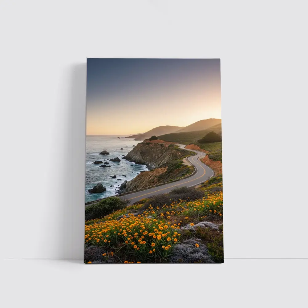 California Coastal Highway Sunset Wildflowers – Wall Art