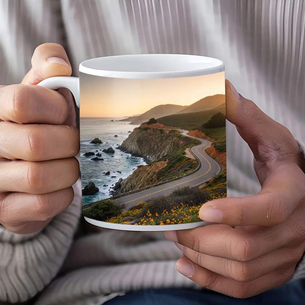 California Coastal Highway Sunset Wildflowers – Mugs