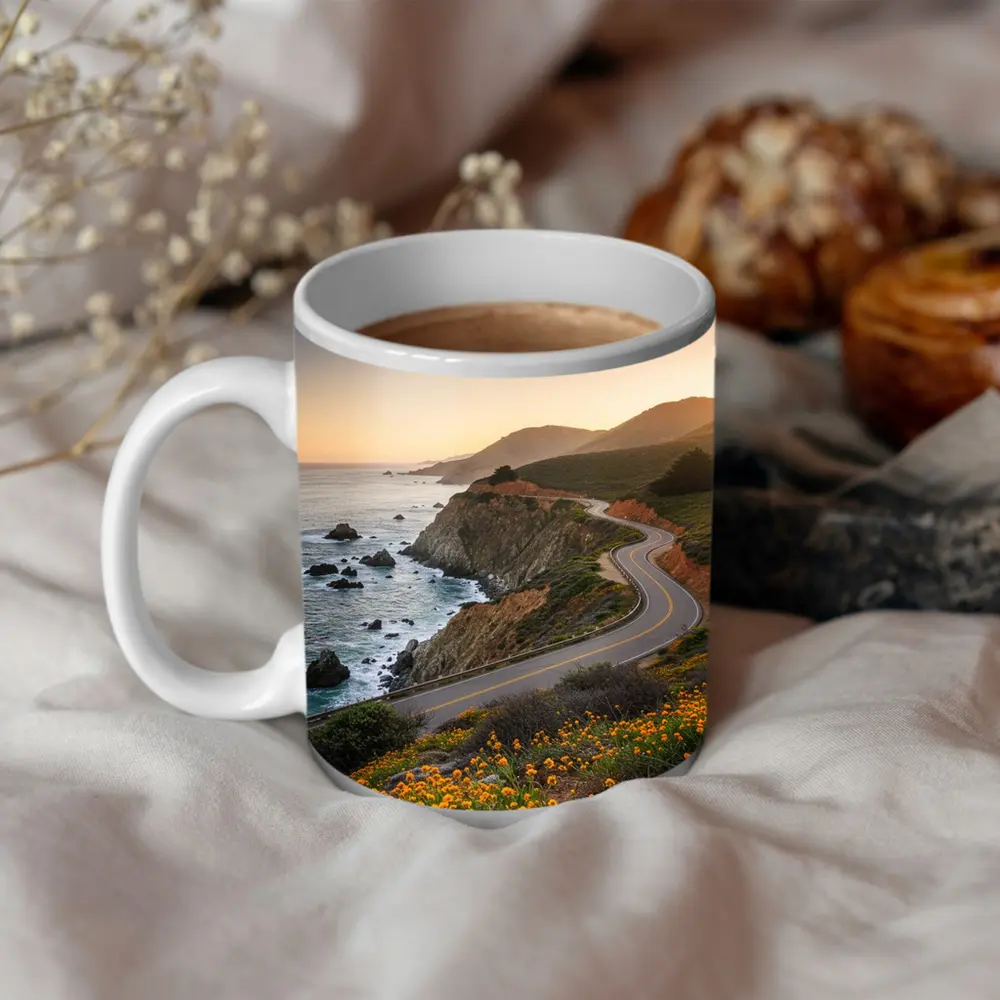 California Coastal Highway Sunset Wildflowers – Mugs
