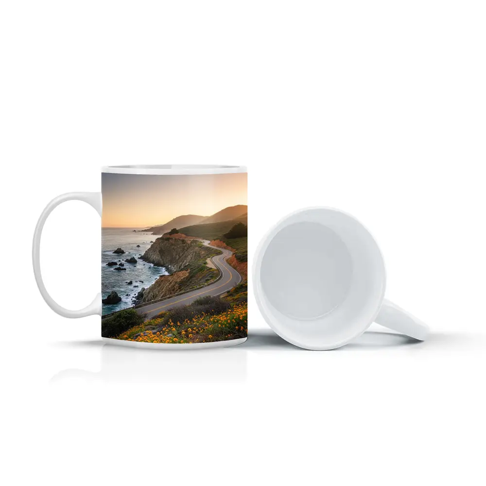 California Coastal Highway Sunset Wildflowers – Mugs