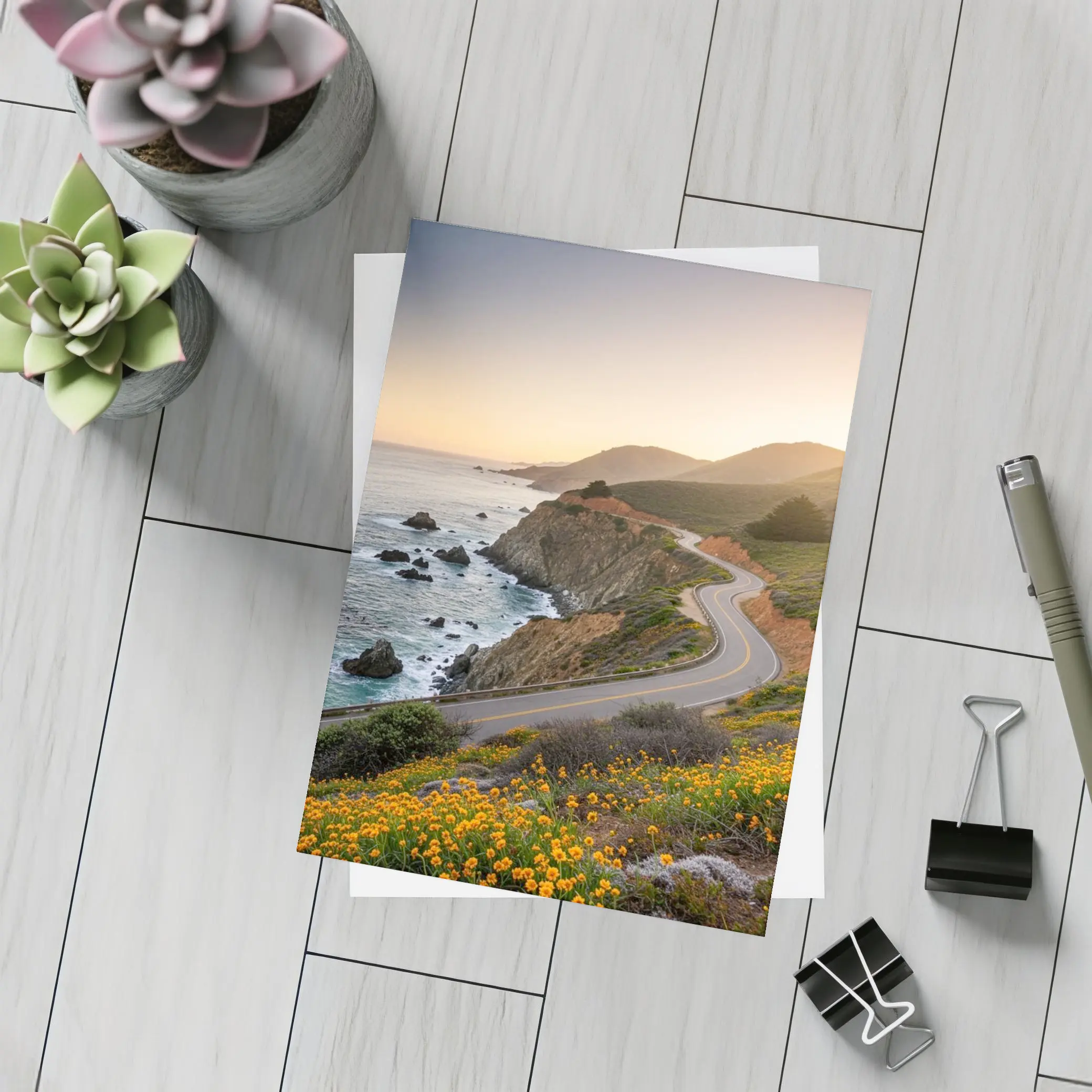 California Coastal Highway Sunset Wildflowers – Postcards