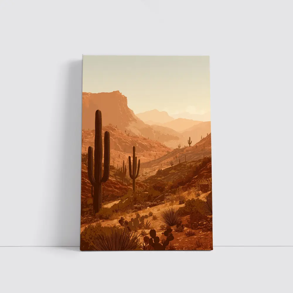 Desert Canyon Saguaro Cactus Warm Sunset – Wall Art