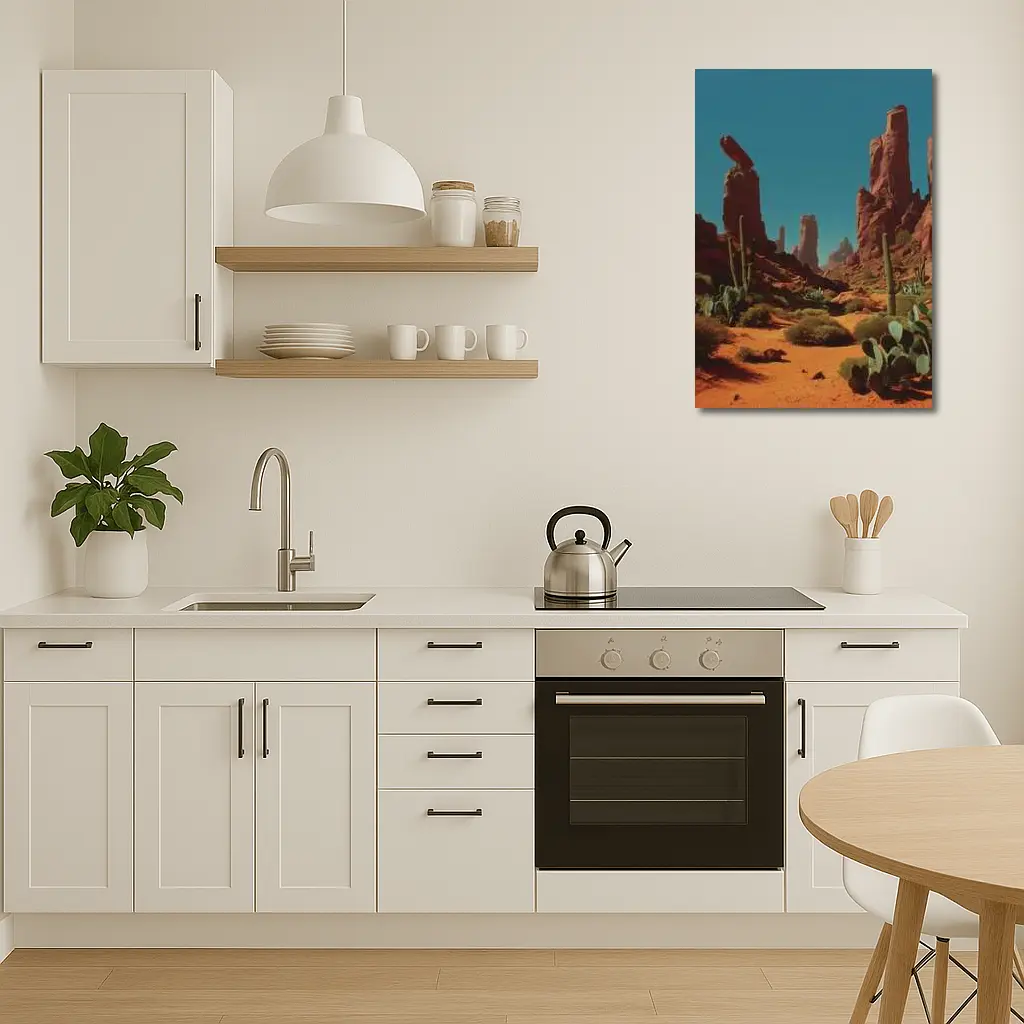 Red Rock Desert Canyons With Saguaro Cacti – Wall Art