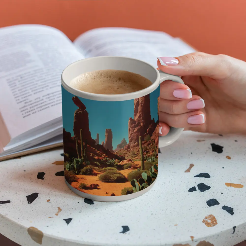 Red Rock Desert Canyons With Saguaro Cacti – Mugs