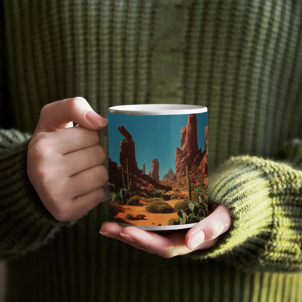 Red Rock Desert Canyons With Saguaro Cacti – Mugs