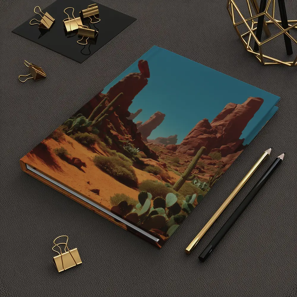 Red Rock Desert Canyons With Saguaro Cacti – Notebooks