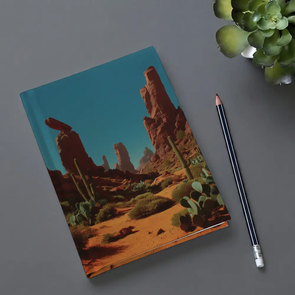 Red Rock Desert Canyons With Saguaro Cacti – Notebooks