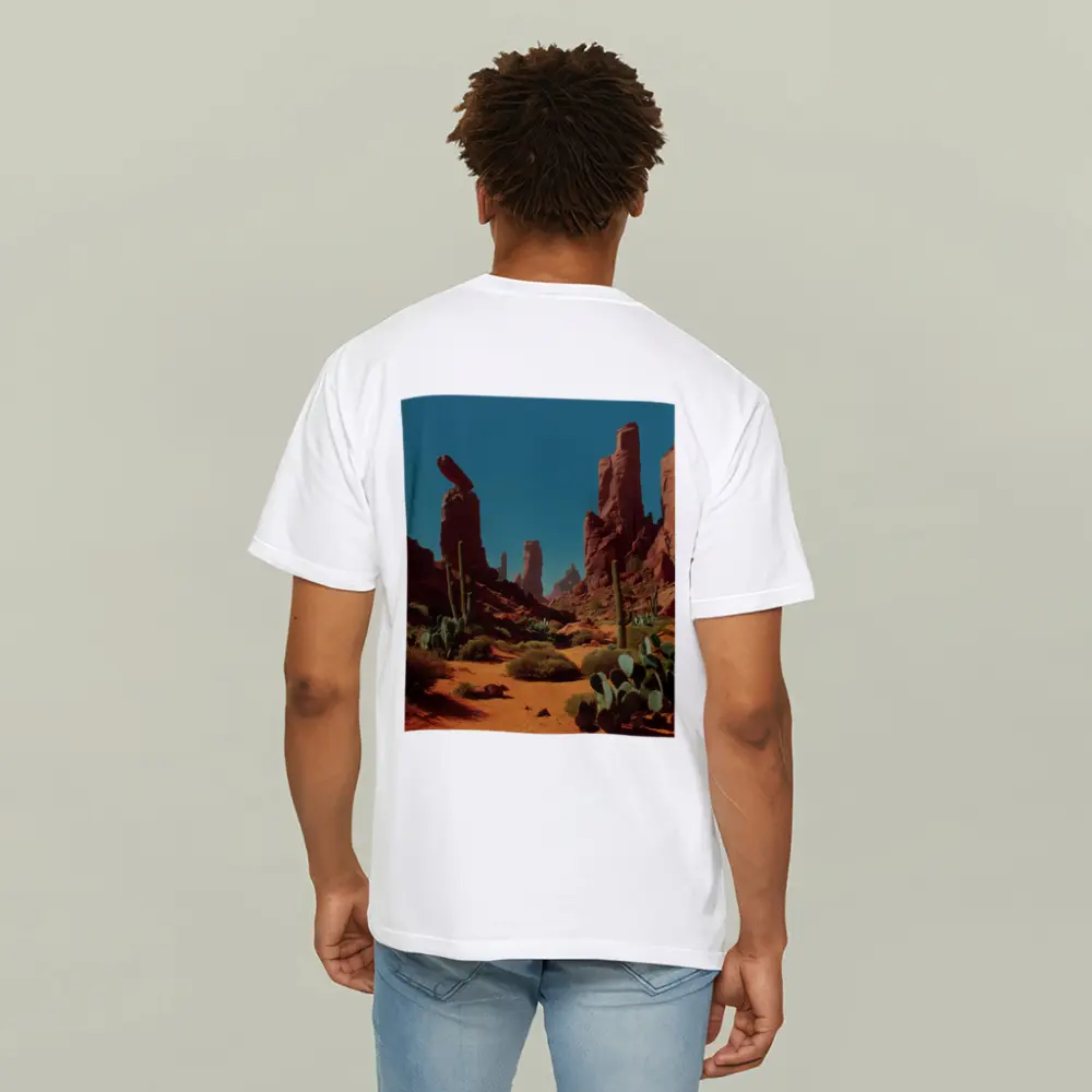 Red Rock Desert Canyons With Saguaro Cacti – T-Shirts