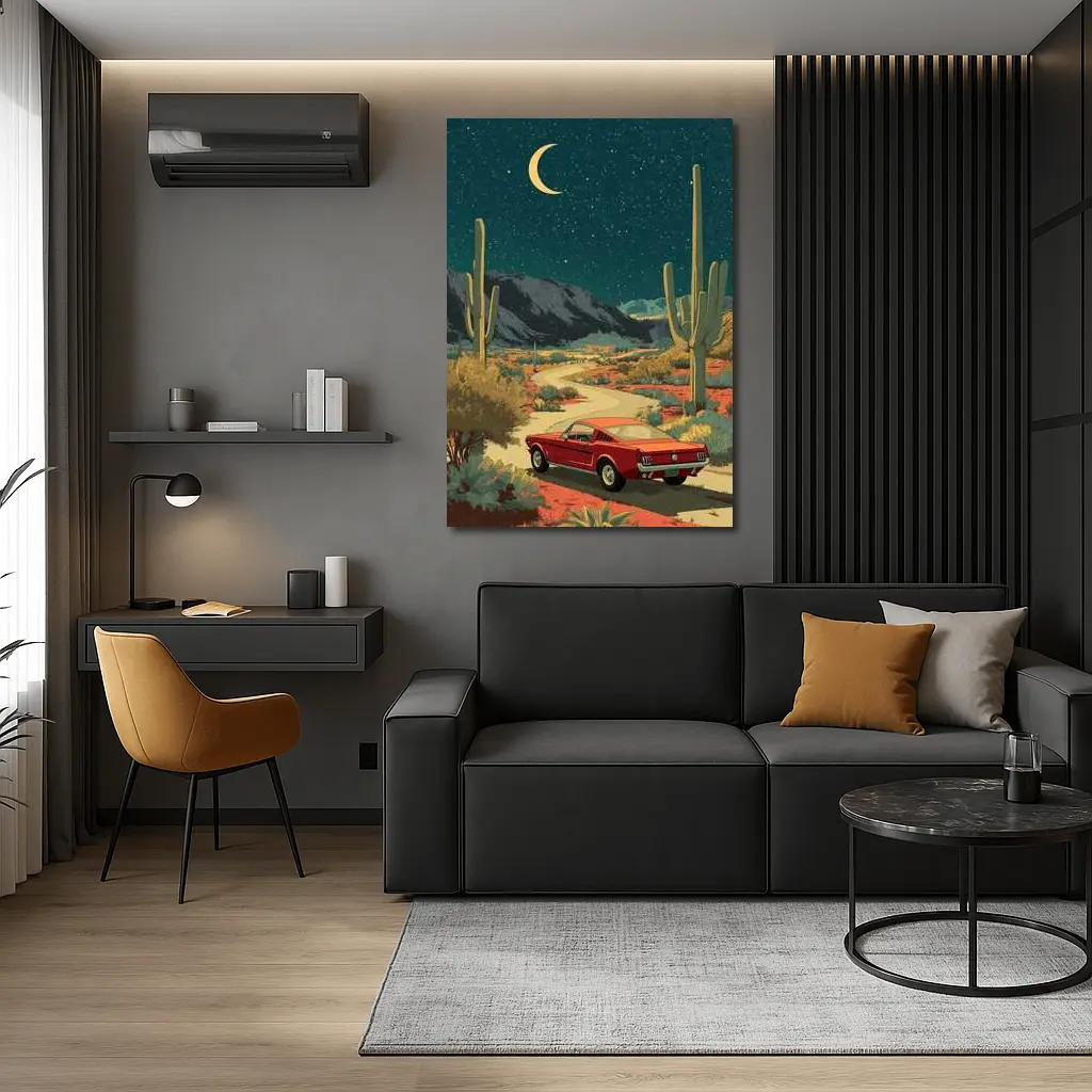 Ford Mustang Red Desert Night Drive – Wall Art