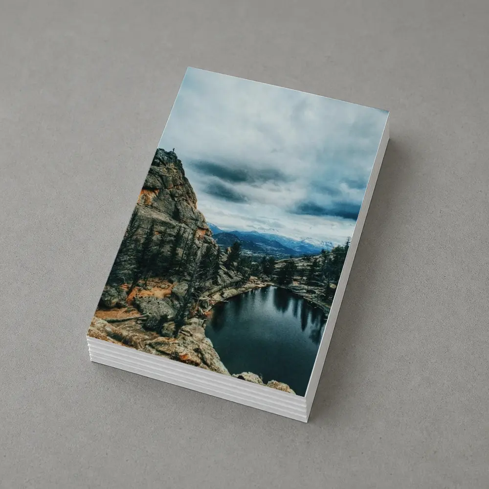 Mountain Lake Rocky Cliff Cloudy Sky – Postcards