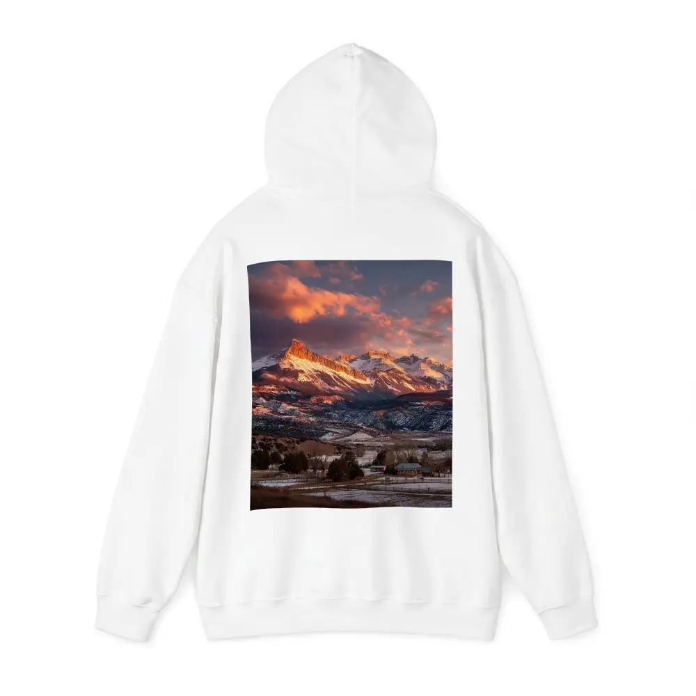 Rocky Mountain Sunset Winter Farm Landscape – Hoodies