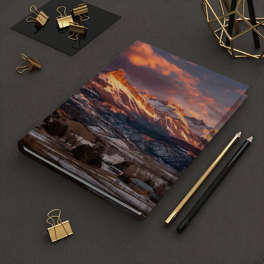 Rocky Mountain Sunset Winter Farm Landscape – Notebooks