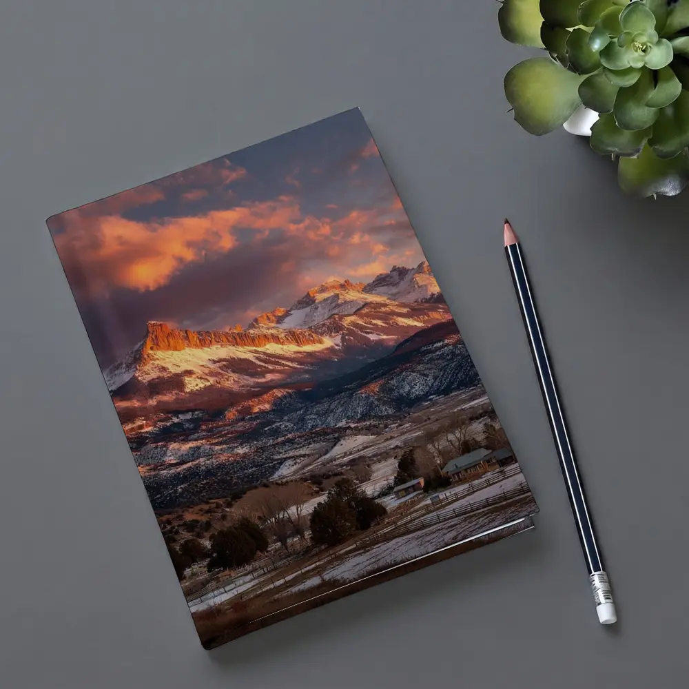 Rocky Mountain Sunset Winter Farm Landscape – Notebooks