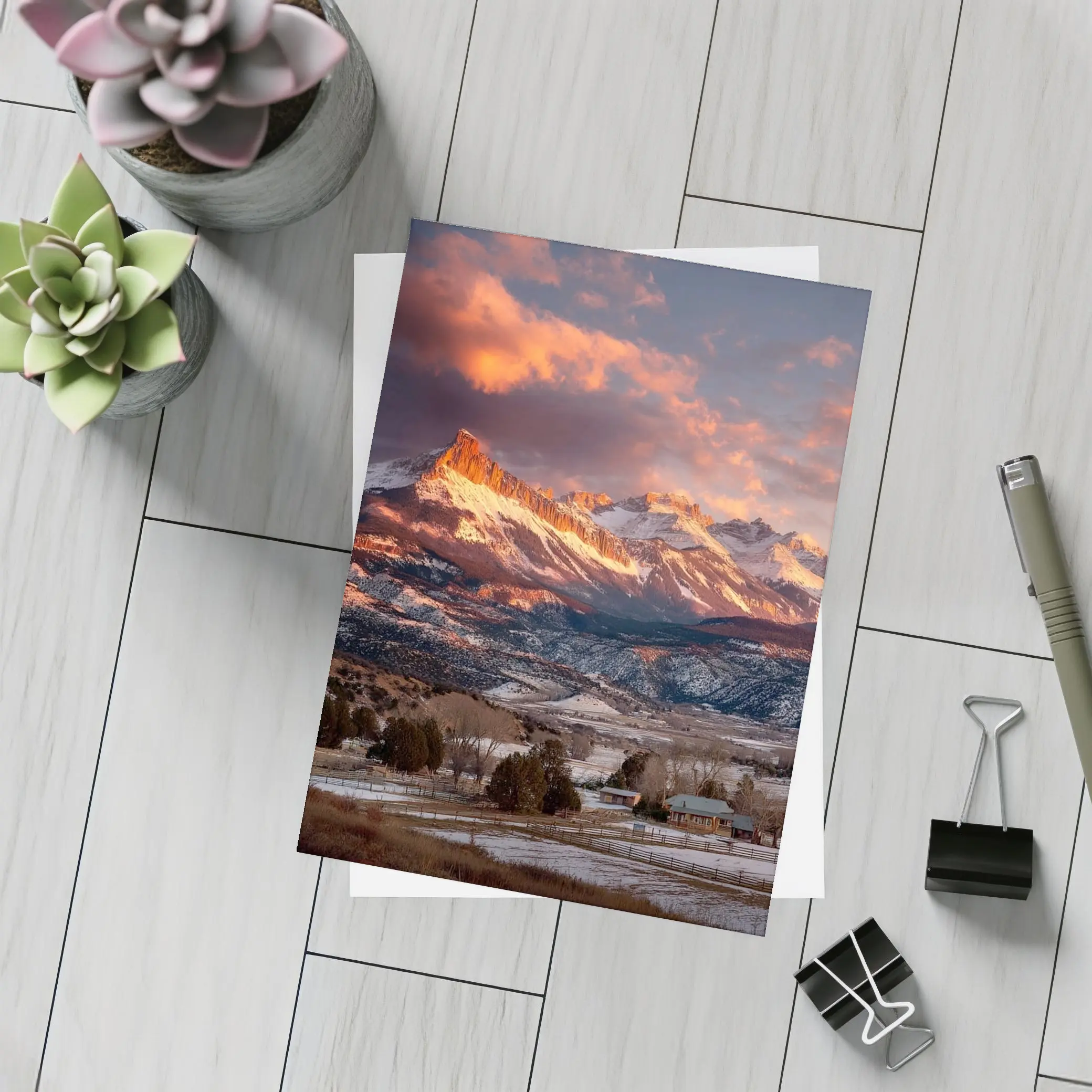 Rocky Mountain Sunset Winter Farm Landscape – Postcards