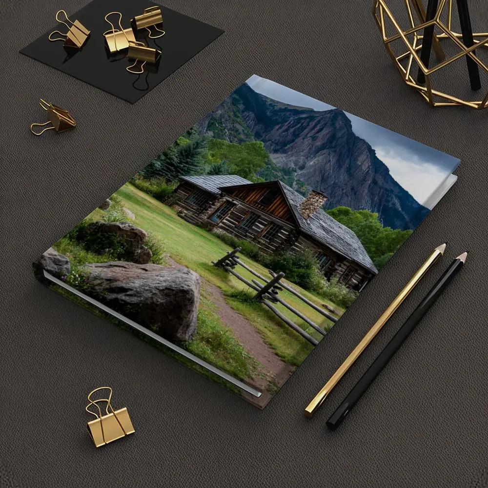 Rustic Log Cabin Rocky Mountain Landscape – Notebooks