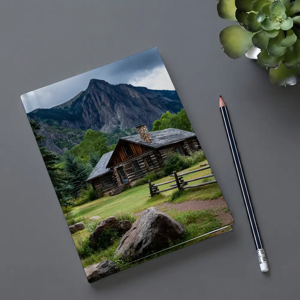 Rustic Log Cabin Rocky Mountain Landscape – Notebooks