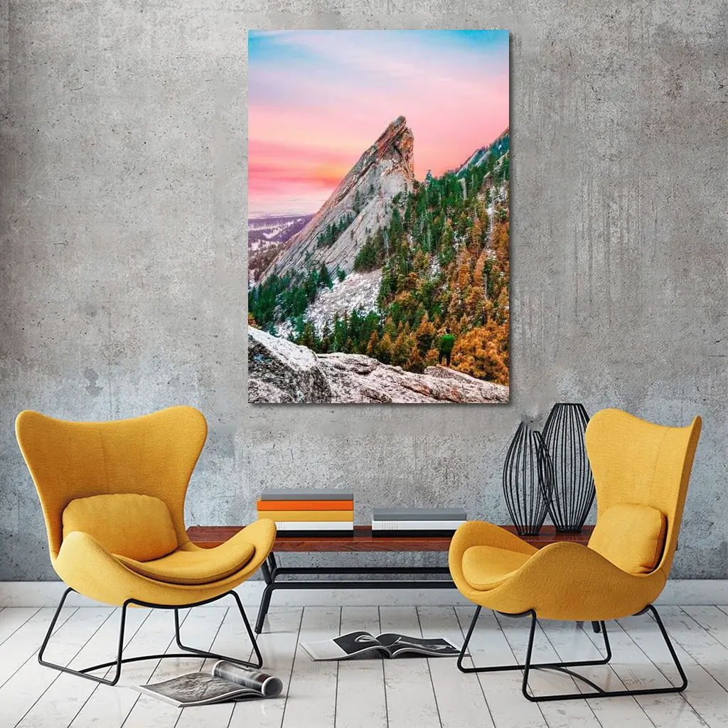 Flatirons Boulder Colorado Pink Sunset Hiker – Wall Art