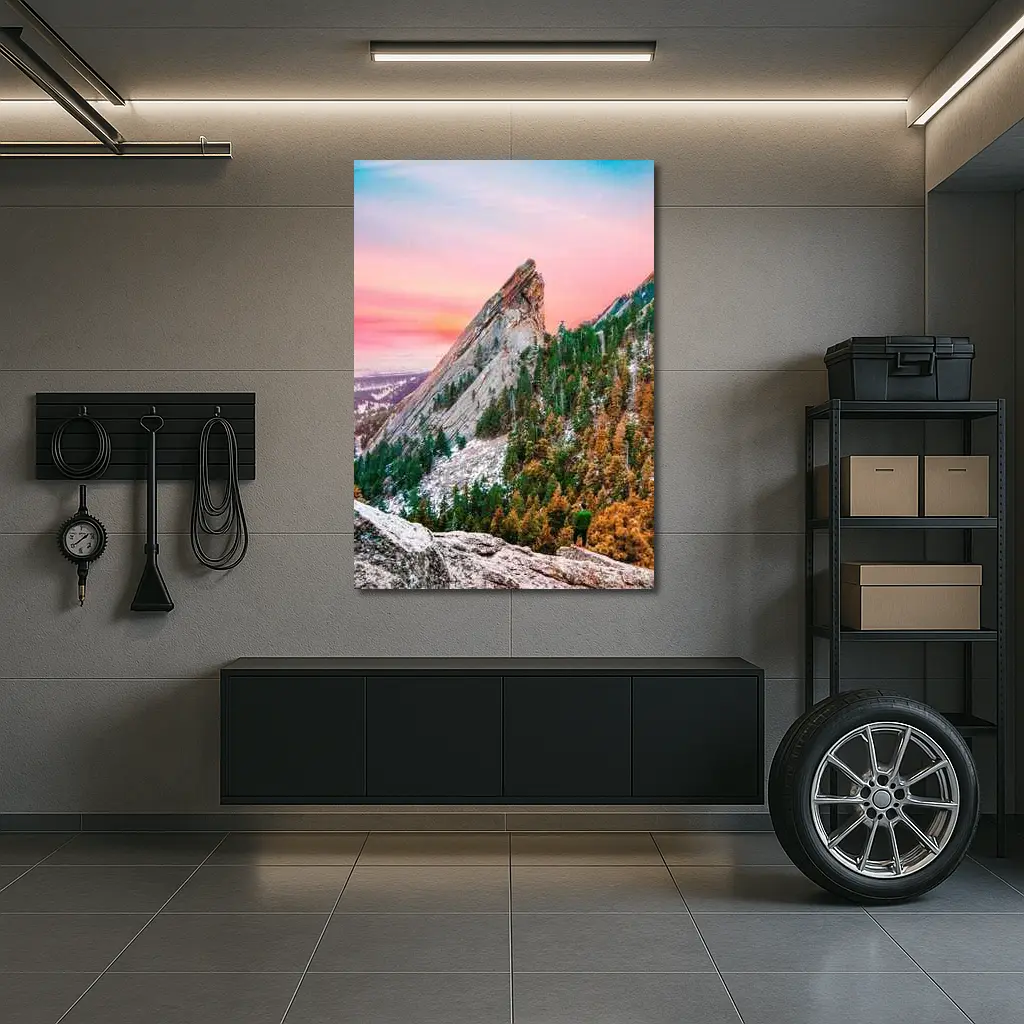 Flatirons Boulder Colorado Pink Sunset Hiker – Wall Art