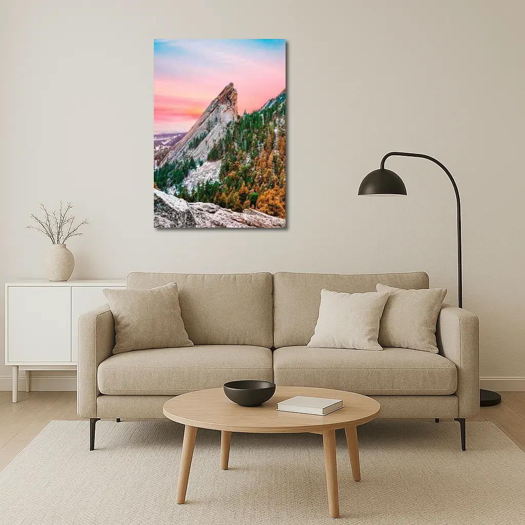 Flatirons Boulder Colorado Pink Sunset Hiker – Wall Art