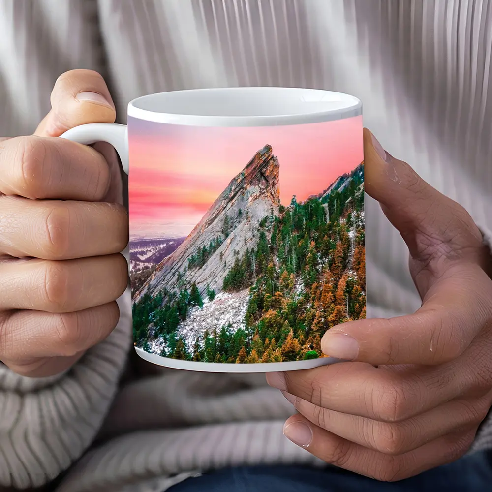 Flatirons Boulder Colorado Pink Sunset Hiker – Mugs