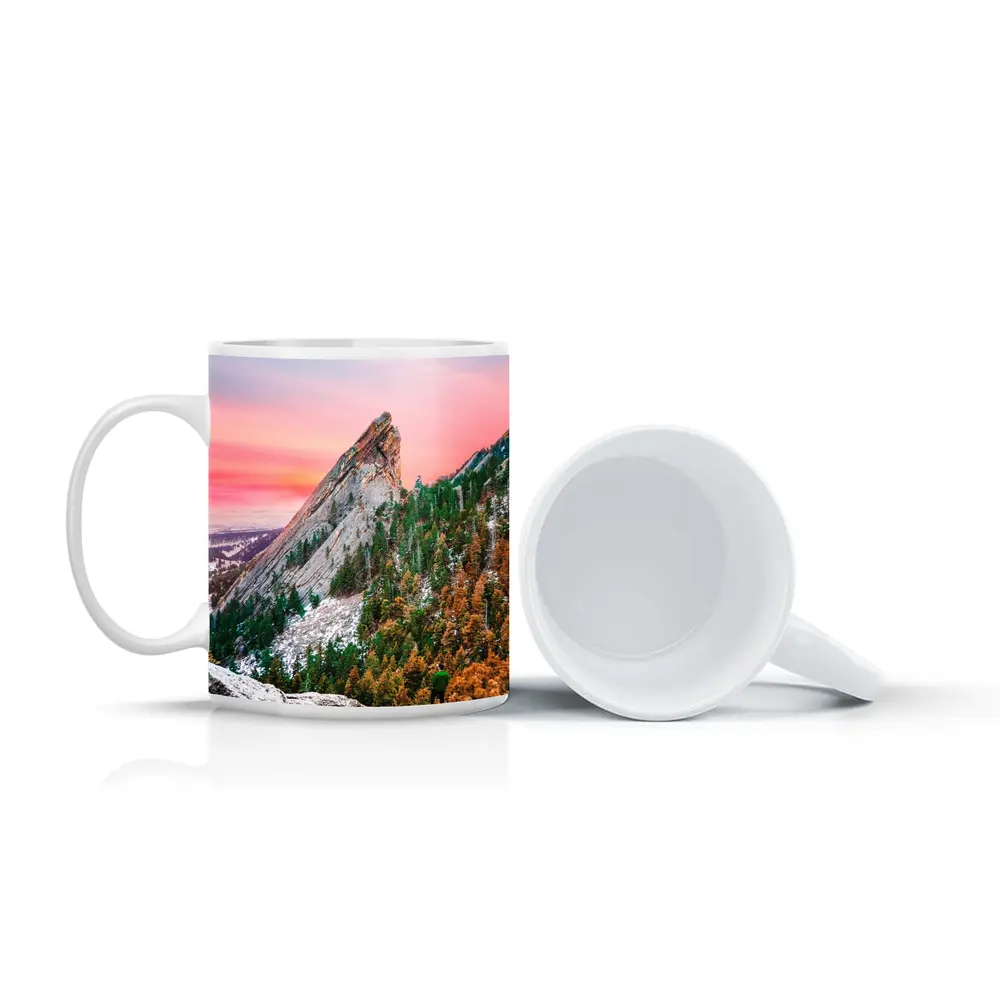 Flatirons Boulder Colorado Pink Sunset Hiker – Mugs