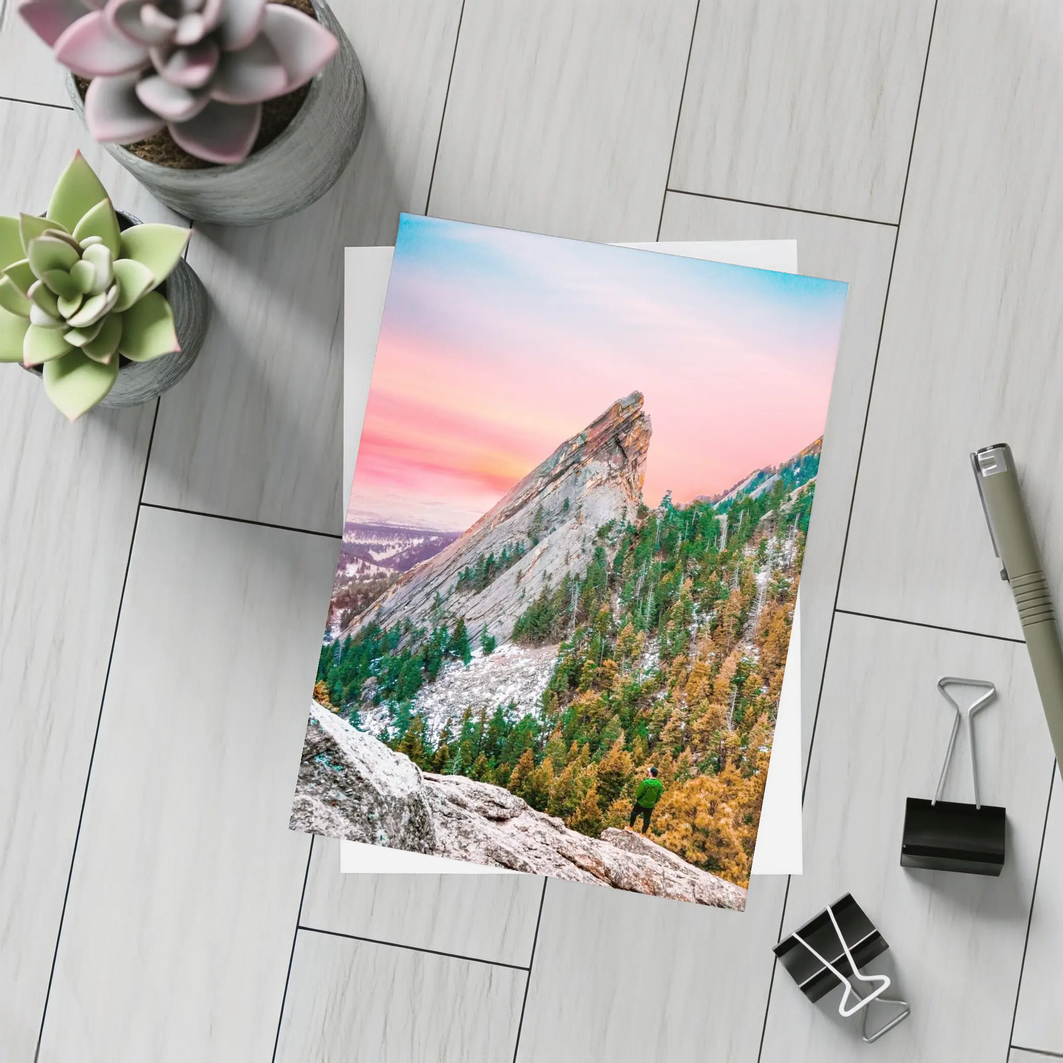 Flatirons Boulder Colorado Pink Sunset Hiker – Postcards