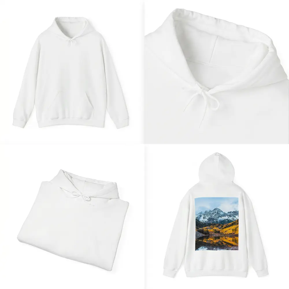 Maroon Bells Snow Autumn Lake Reflection – Hoodies