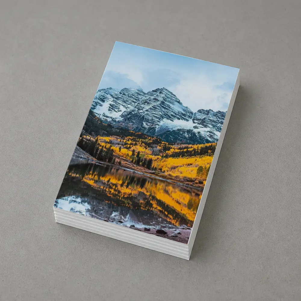 Maroon Bells Snow Autumn Lake Reflection – Postcards