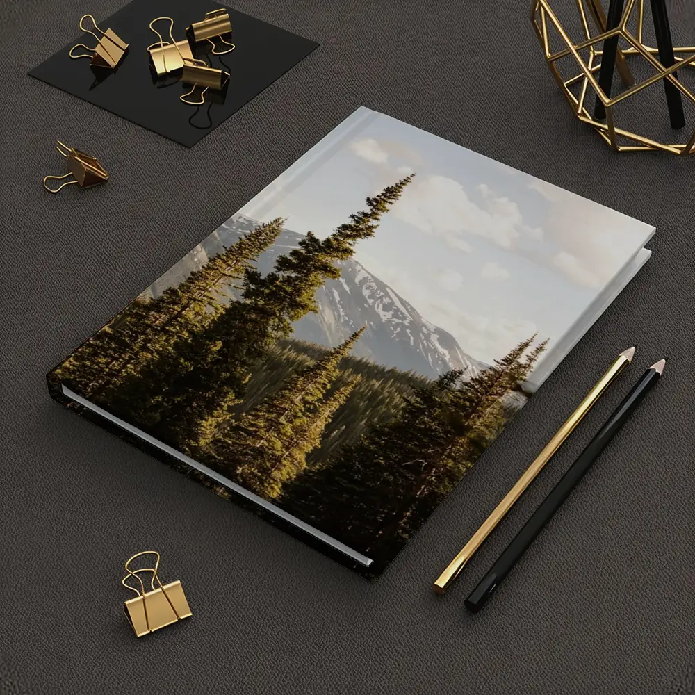 Tall Pine Trees Snow Capped Mountain Landscape – Notebooks
