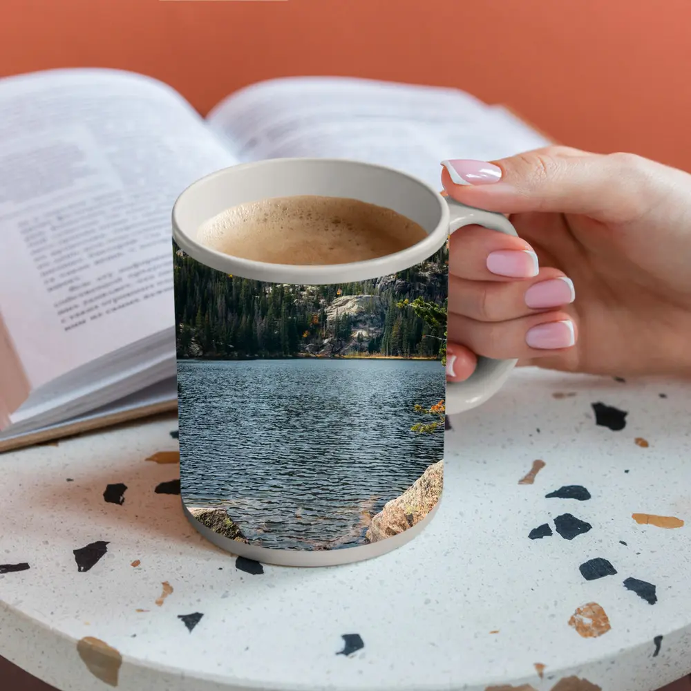Alpine Lake Rocky Mountain Autumn Forest – Mugs