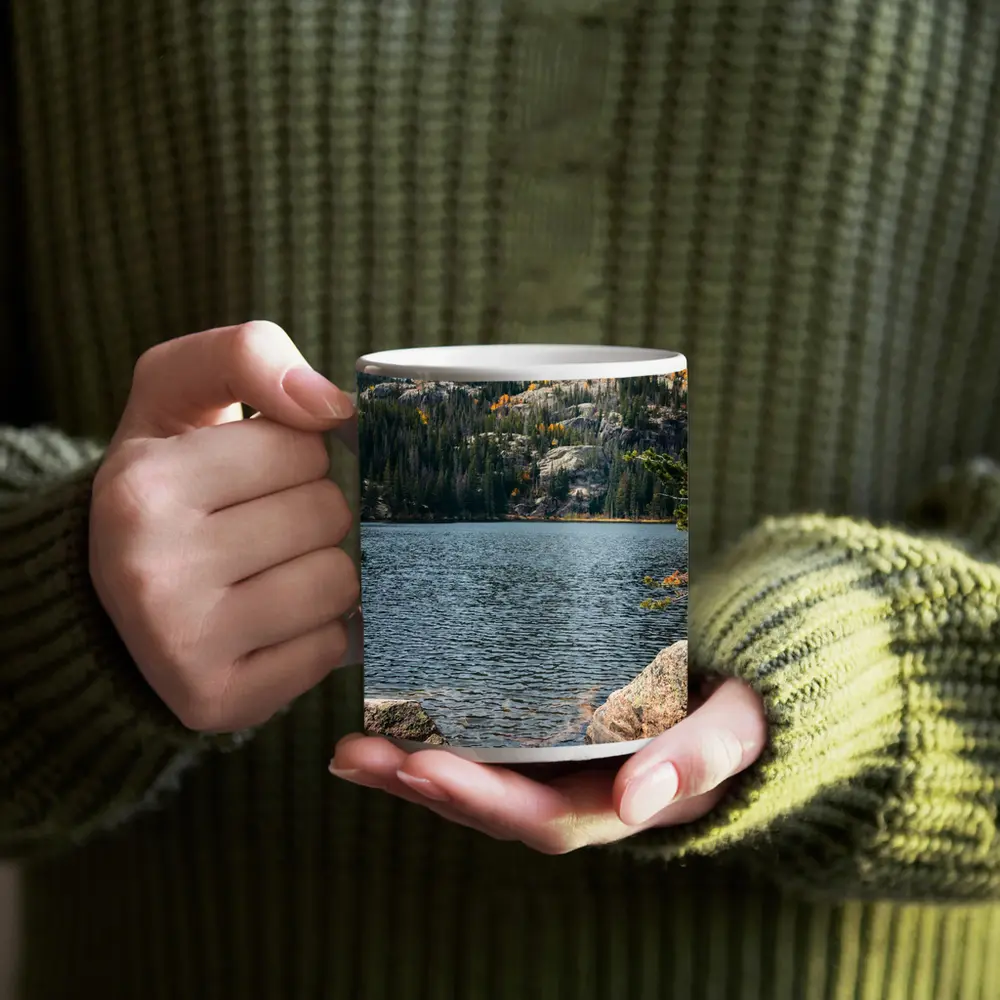 Alpine Lake Rocky Mountain Autumn Forest – Mugs