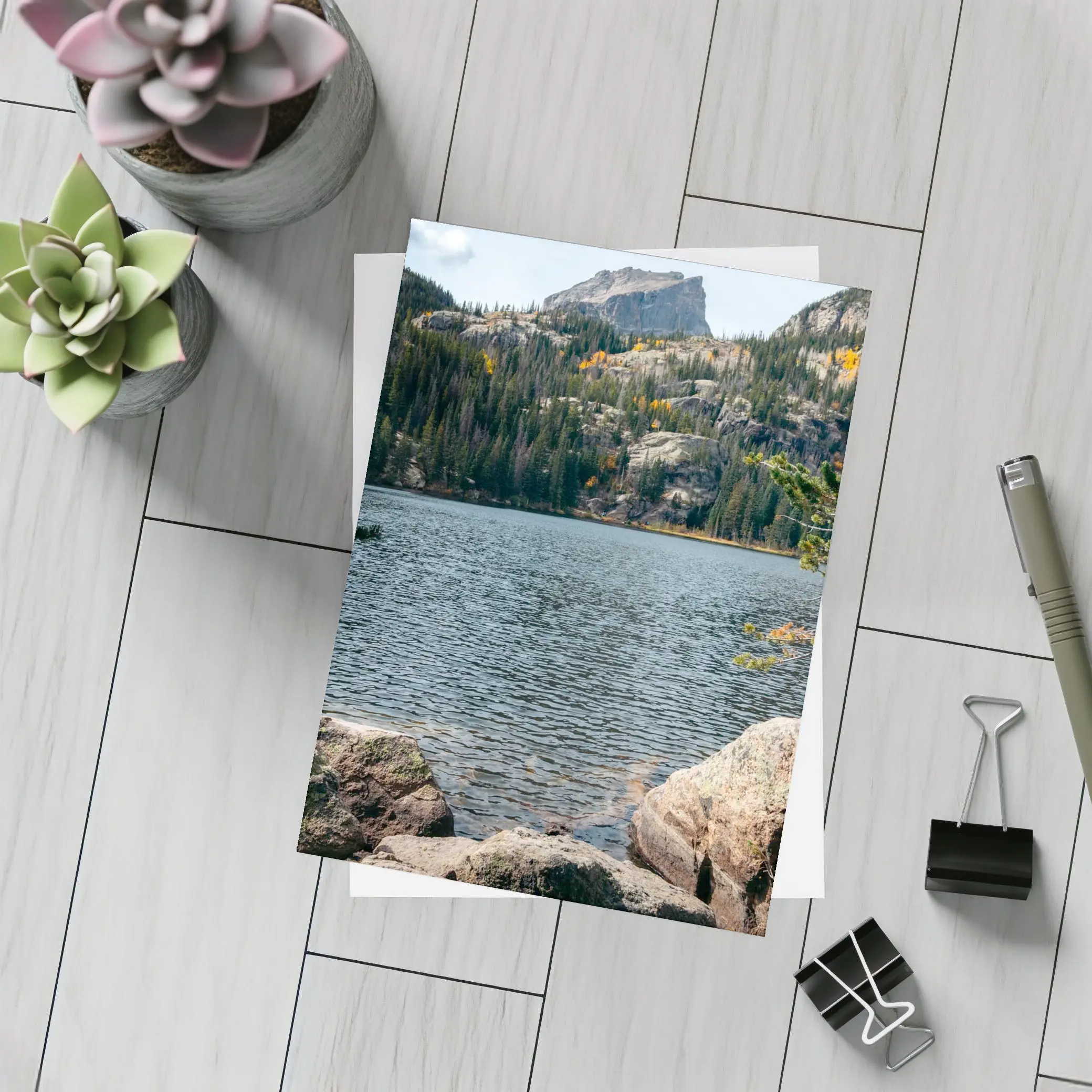 Alpine Lake Rocky Mountain Autumn Forest – Postcards